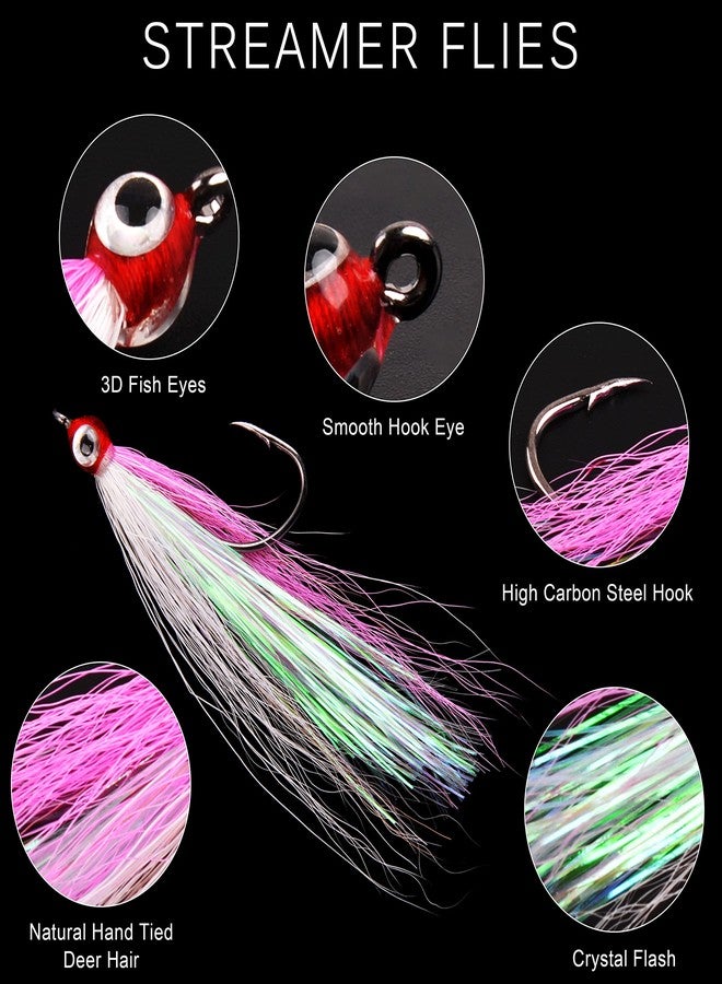 Shaddock Fishing Clouser Minnow Fly Fishing Flies, Streamer Wet Salmon Trout Steelhead Jig Hooks Sea Bass Striper Flounder Fly Fishing Lures Saltwater Freshwater, Mixed Colors, 10pcs - Image 3